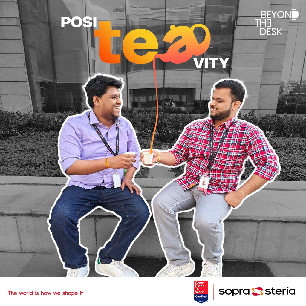 Grab your favourite mug and unwind with a cozy cup of Chai. Whether you're taking a break or fuelling your weekend plans, let's sip and relax together with Sopra Steria India.

#SopraSteriaIndia #TheWorldIsHowWeShapeIt #Tea #Employees #Culture #Fun #Diversity #Inclusion #Weekend…