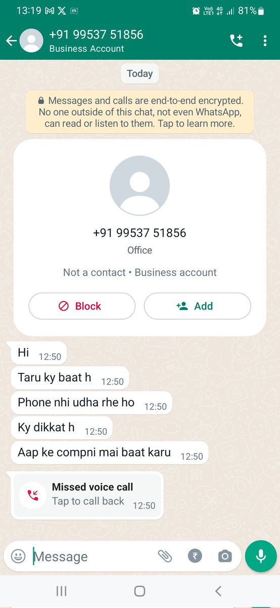 dua_tarun's tweet photo. @YESBANK @RBI @DelhiPolice  Again your recovery agents threatening to call my office colleagues, below is the screenshot. This is repeated offense by your team. I request @RBI and @DelhiPolice please take action.i just need more time which they are not ready to listen https://t.co/RB6Ebb0g5C