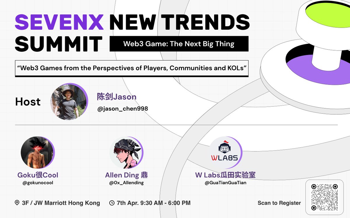 SEVENX NEW TRENDS SUMMIT | Web3 Game: The Next Big Thing 🇭🇰 is coming in less than 24 hours! @festival_web3 ​🎮Call on builders, thinkers, doers, and supporters in the web3 game space.➡️ lu.ma/NewTrendsSummi… 🔥Last Panel Spotlight. Don't miss the chance to meet…