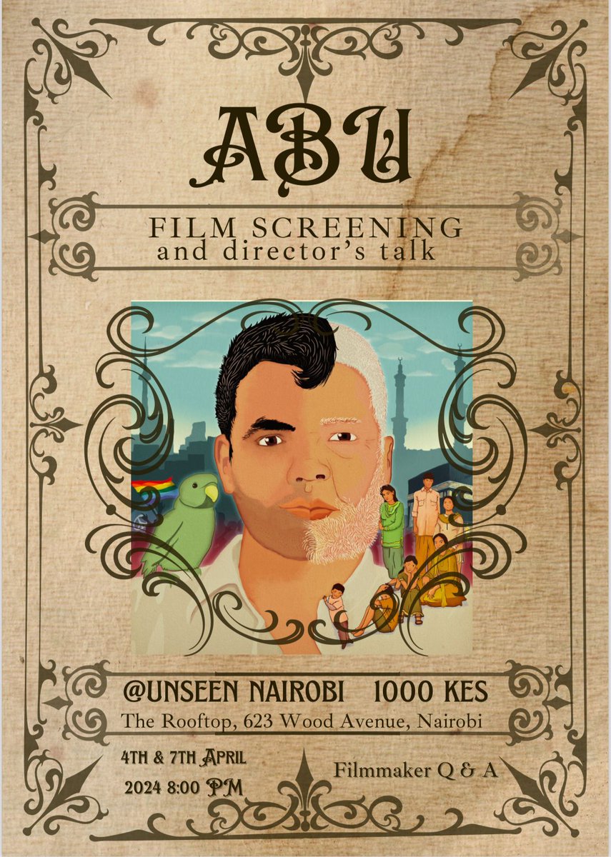 We invite you to an amazing screening session of the Film "Abu" at Unseen Nairobi tomorrow, April 7th, at 8:00 P.M.

This will be followed by a Q&amp;A with the filmmaker.

Grab your ticket at mookh.com/event/abu-fath…

See you tomorrow.

#filmscreening #abumovie