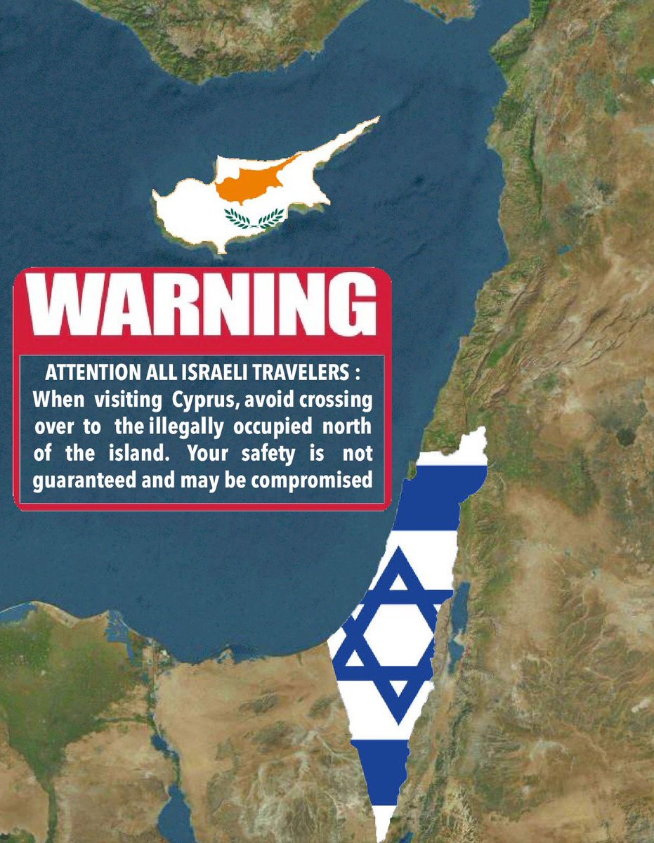 TRAVEL ADVISORY‼️
The @IsraelMFA has issued a new travel advisory for its citizens:
▪️Exercise caution when visiting the illegally occupied areas of Cyprus
▪️Enter and exit Cyprus via the airports in Larnaca and Paphos, and the seaports in Larnaca, Limassol, Latsi, Paphos and