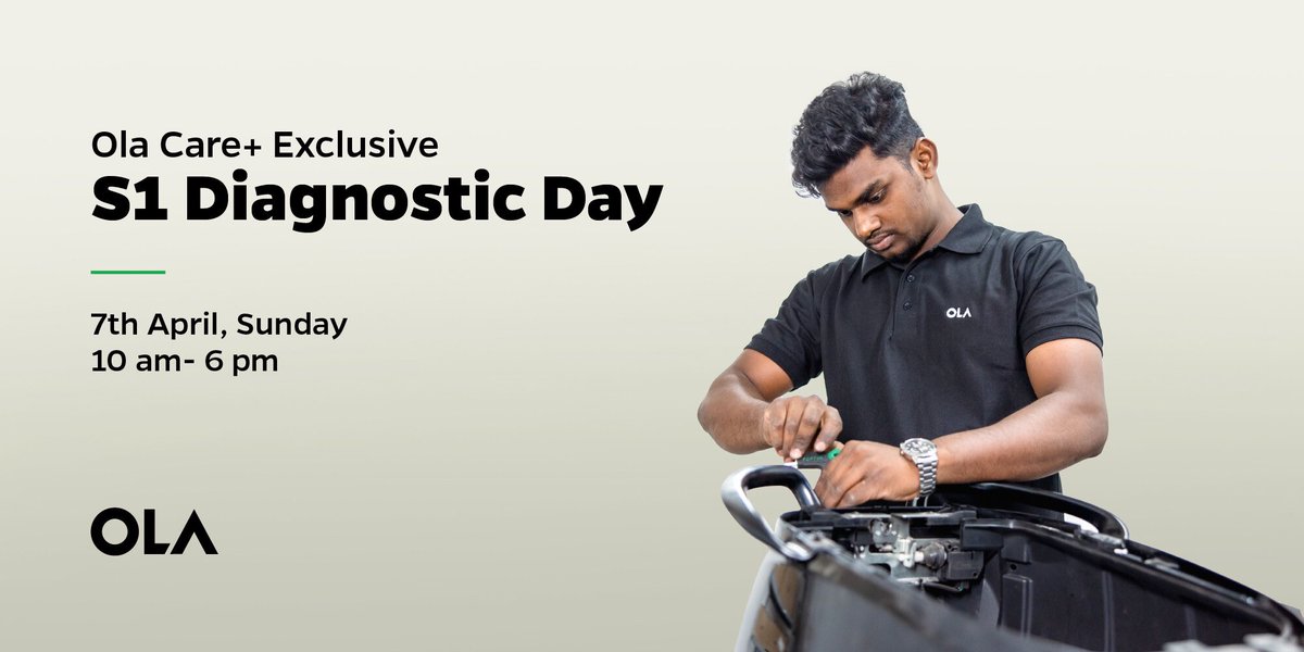 If you are an Ola Care+ subscriber, this is for you.

Bring your S1 to the service centre.
Get a comprehensive check-up of your scooter.

You can do all this without spending anything extra.