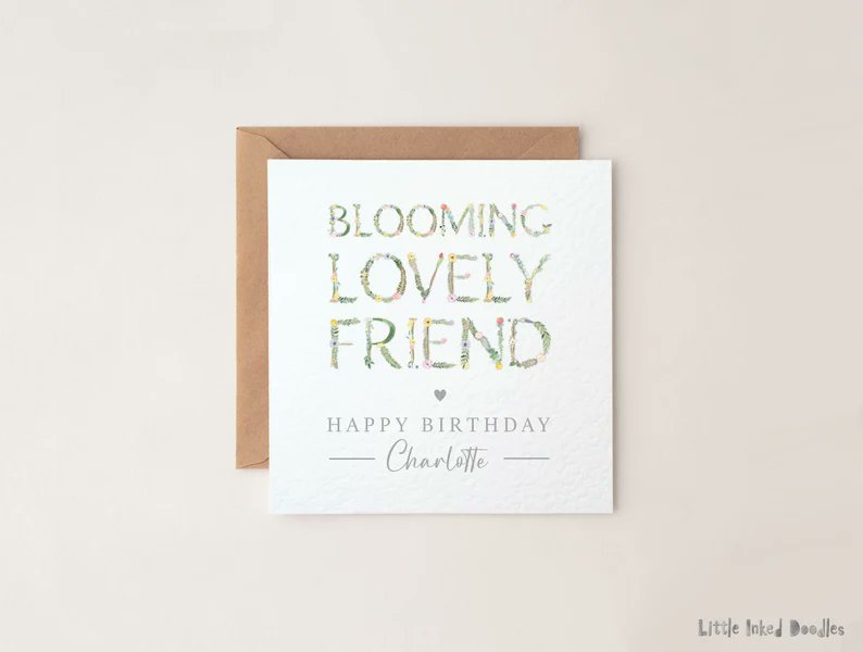 An elegant, personalised floral alphabet card for a lovely friend's birthday. Search 'birthday ' at littleinkeddoodles.etsy.com #Shopindie #UKGiftHour #UKGiftAm #craftbizparty #SmallBusiness #birthdaycard #birthday #cards #card #happybirthday #greetingcard #birthdaygift #Smallbiz