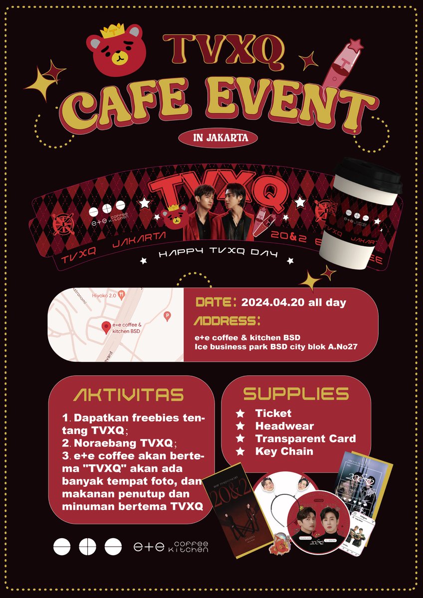 Cassiopeia_INA's tweet photo. 🎈TVXQ! CAFE EVENT IN JAKARTA🎈 

By @pengxitinggg ada hadiah gratis untuk semua orang yang datang ke
cafe bertema TVXQ! ini lho😍
See you Cassiopeia 💖🫶 

Jika kalian mau hadir, silahkan isi forms kehadiran di link berikut ini ya😉
🔗 https://t.co/FuGcsBaSsH

#TVXQinJakarta https://t.co/pTqeZLSnfc