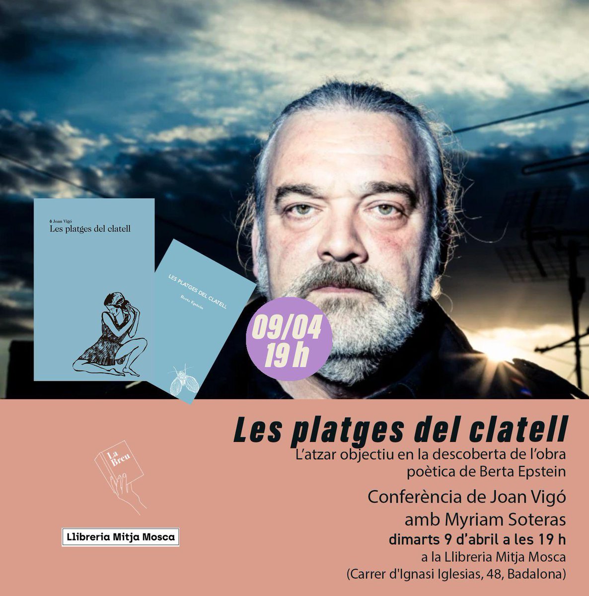 Dimarts 9 a les 19 h, conferenciaré sobre la novel-la “Les platges del Clatell” a la llibreria @MitjaMosca de Badalona. 🪰
Miriam Soteras recitarà els versos de Berta Epstein.
Tothom hi serà benvingut!