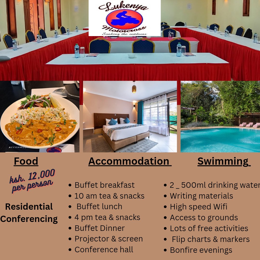 LMotorcross's tweet photo. Are you ready to host your next conference,  #breakfast meetings, #workshop #teambuilding #anniversary #birthday? #lukenyamotorcross is your ideal destination with our expansive outdoor space and conference halls. 

Call us today # 0791 067 515/ 0715 212 811 to reserve your day. https://t.co/4EGASid1HS