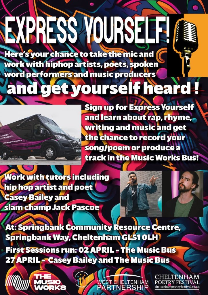 @Cleeve_School Also we are offering free rap/spokenword and lyric writing workshops with performers Inc .@MrCaseyBailey. Participants then get to record their work!