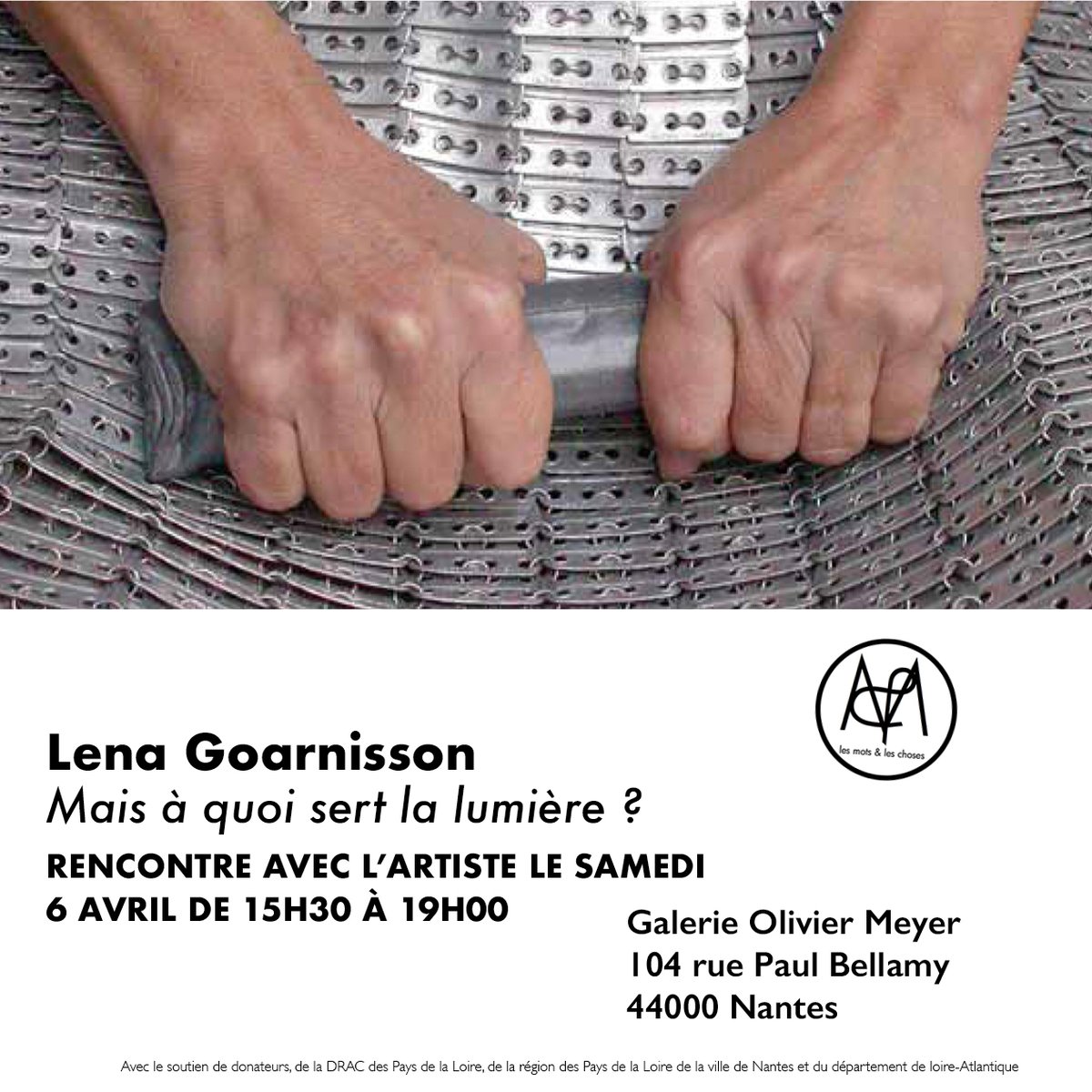lesmotsetchoses's tweet photo. Aujourd'hui samedi 6 avril rencontre avec l'artiste Lena Goarnisson à la galerie Olivier Meyer à #Nantes 104 rue Paul Bellamy de 15h30 à 19h. #NiUnaMás #art #MementoMori #Memorial #contemporaryart #rencontre #LenaGoarnisson #GalerieOlivierMeyer https://t.co/dsGNKR4oaY