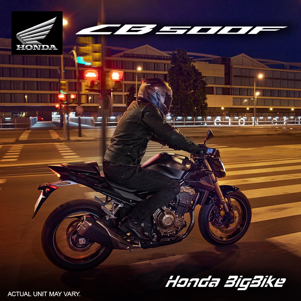 The CB500F is ready for your road trip adventure anytime, anywhere.

This Big Bike allows you to enjoy and feel the comfort of a day or night ride.

Avail yours today!

#CB500F
#HondaBigBike
#HondaPH
#OneDream