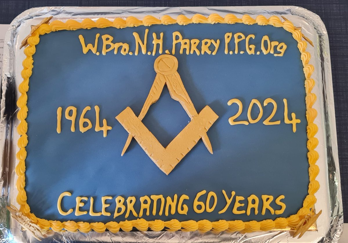 Last night, we celebrated an amazing 60 yrs in freemasonry for Neville Parry,at Derwentwater lodge who meet at Keswick. It was meeting that was at capacity,which shows the respect and popularity that Neville holds in the province 🤝.Congratulations Neville from all the members