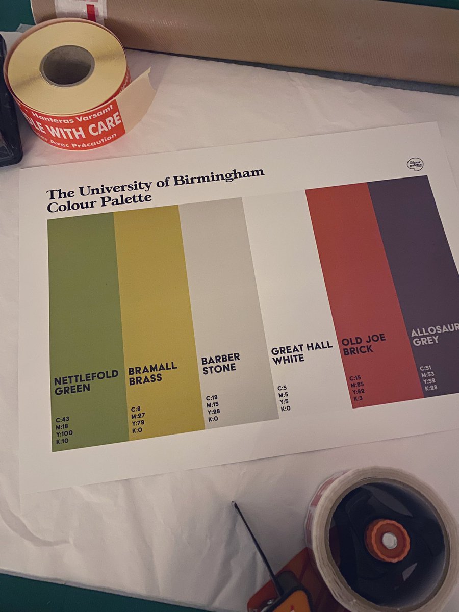 Thanks for all the interest in The University of Birmingham Colour Palette. First batch of prints are in their tubes for collection this weekend 🧡
