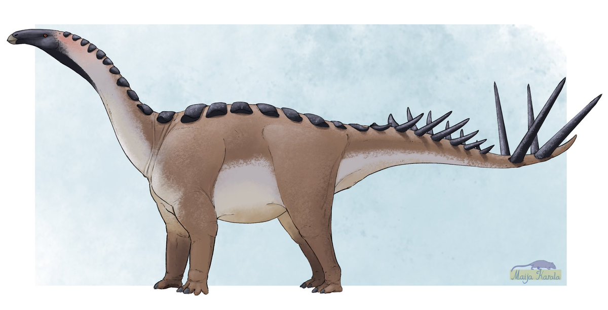 A speculative reconstruction of Thyreosaurus, a mysterious newly named stegosaur relative found in Morocco. Known from a partial skeleton, there’s quite a bit of artistic liberty in the appearance of this one.