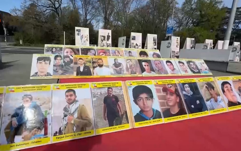 2-#Geneva—April 5, 2024: Iranian Resistance Supporters Held an Exhibition of the #HumanRightsViolations in #Iran, Coinciding With the 55th Session of the #UNHRC. #NoImpunity4Mullahs #FreeIran2024