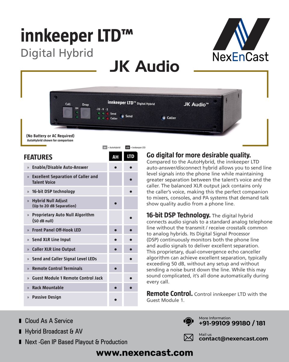 JK Audio, Inc. - Innkeeper LTD

Digital Hybrid

#jkaudio #innkeeperLtd #Digital #hybrid #telephonic #system #nextgen #broadcast #nexencast