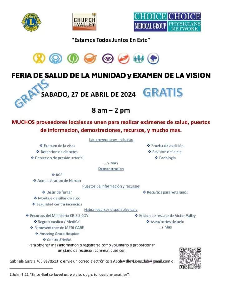 wayresourcectr's tweet photo. Mark your calender for the Community Health Fair &amp; Vision Screening ✨
Saturday April 27th, 2024

Aparte el dia para acompañarnos a la feria de salud! ✨ Sabado 27 de Abril 2024

#healthcare #healthscreening #communityfair #inthehighdesert #highdesert #Victorville #applevalley https://t.co/Q3ekfSXMj8