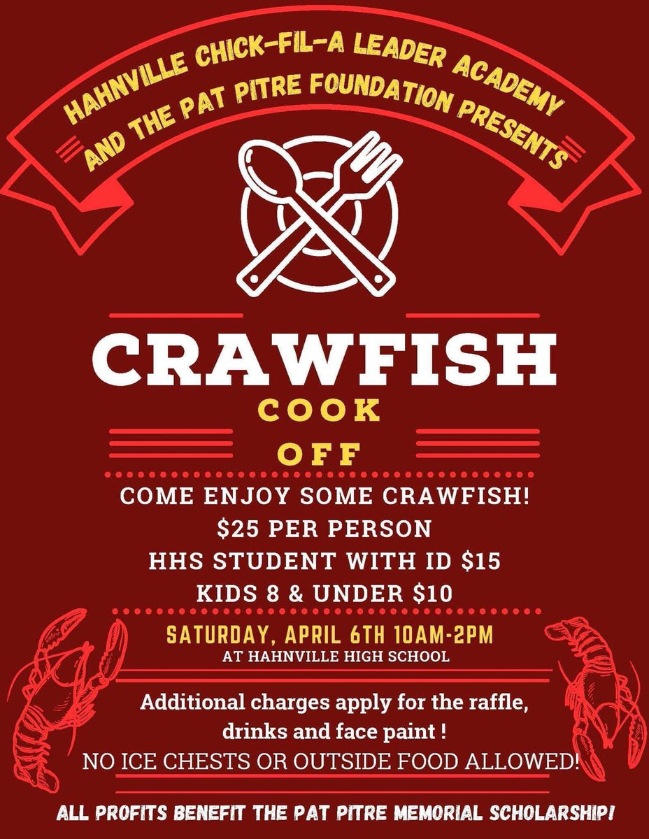 Don’t forget to come out to our Crawfish Cook Off tomorrow from 10-2!! We’d love to see you there!