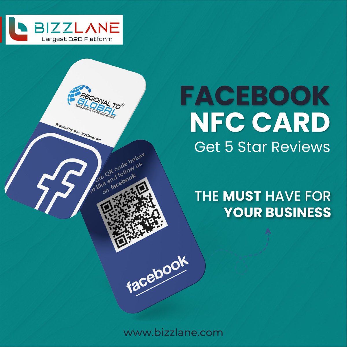 FACEBOOK NFC CARD
Get 5 Star Reviews

THE MUST HAVE FOR YOUR BUSINESS

#bizzlane #NFCcards #bizzlanecard #nfcbusinesscard #foryourbusiness #smartbusinesscards #SmartNetwork #regionaltoglobal #GrowYourBusiness #reviews #5starreview #getreview #FacebookReview #facebookcards