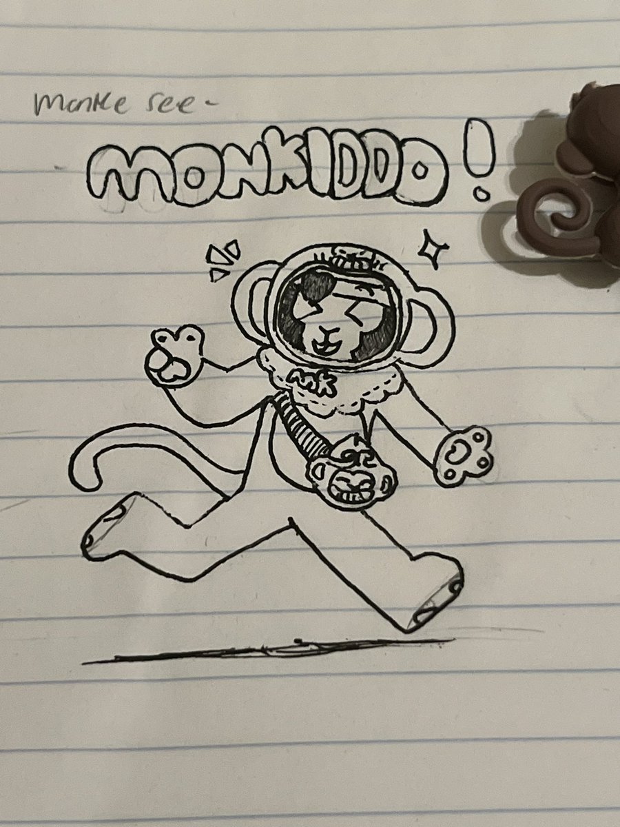 #MonkiddoGRAM got bored today and drew a goober mk in his little monkey onesie! I don’t have anything for digital art so this is the best I could do!!💗