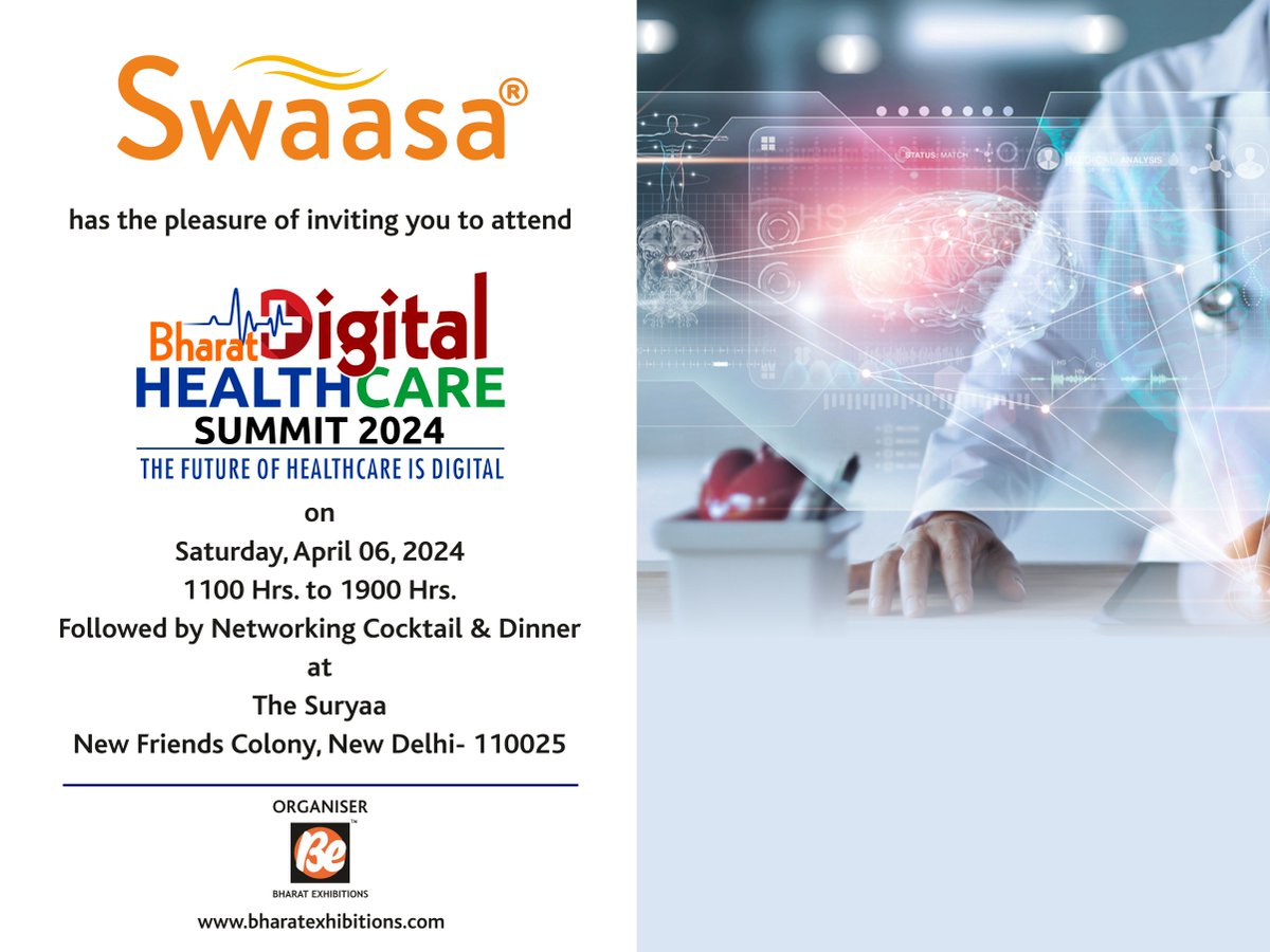 Swaasa® - By Salcit Technologies (@sswaasa) on Twitter photo Catch up with our team <a href="/SSwaasa/">Swaasa® - By Salcit Technologies</a> at the Bharat Digital Healthcare Summit 2024. Engage with industry leaders to uncover digital trends shaping the future of healthcare. Connect, learn, & expand your horizons with expert discussions, interactive sessions, & networking opportunities. Catch up with our team <a href="/SSwaasa/">Swaasa® - By Salcit Technologies</a> at the Bharat Digital Healthcare Summit 2024. Engage with industry leaders to uncover digital trends shaping the future of healthcare. Connect, learn, & expand your horizons with expert discussions, interactive sessions, & networking opportunities.