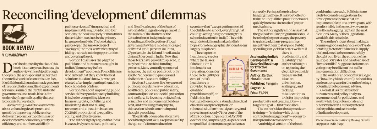 Very nice (and quick!) review of my new book in the Business Standard ( @bsindia ) by @kumarviru61 below: