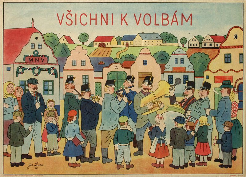 yossariantom's tweet photo. Dnes je sviatok demokracie. Preto prosím, všetci k voľbám! Vyzerá to, že výsledok bude veľmi tesný. Preto to nepodceňujte.

Obraz: Všetci k voľbám - 1957
Josef Lada https://t.co/W9xoSFpCNW