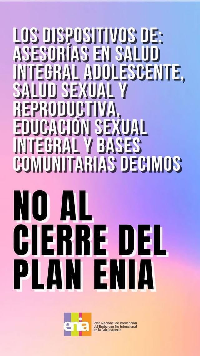 Red Profesionales de la Salud x Derecho a Decidir (@redsaluddecidir) on Twitter photo NO al CIERRE del PLAN ENIA #PlanEnia 
NO A LOS DESPIDOS EN SALUD NO al CIERRE del PLAN ENIA #PlanEnia 
NO A LOS DESPIDOS EN SALUD