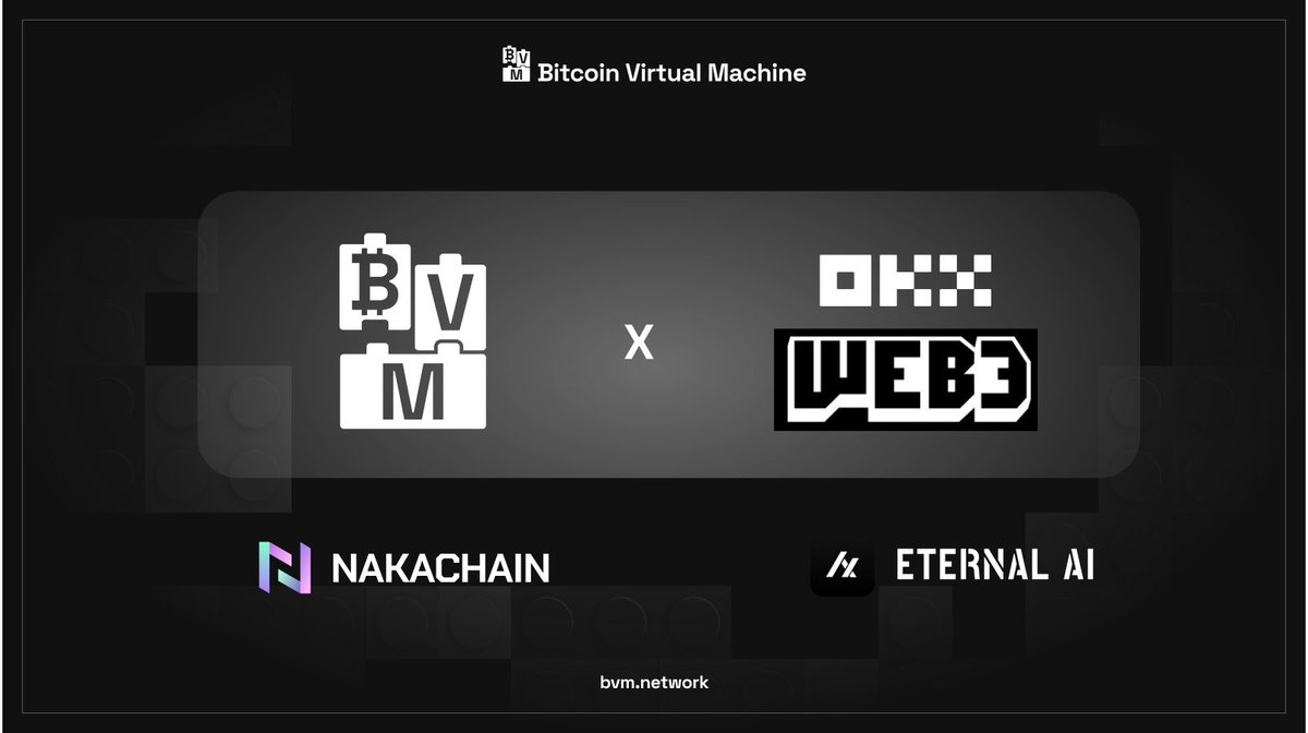 BVMnetwork's tweet photo. NEW WALLET INTEGRATION: OKXWEB3

This integration allows users to use their @okxweb3 wallets to access any Bitcoin L2 blockchain powered @BVMnetwork.

Also, $BVM is now available on the OKX Dex. This is just the first step, as we aim for other integrations, including:

- Collaborating with @naka_chain, a modular L2 optimized for DeFi on #Bitcoin, to offer staking services accessible via the OKX wallet.

- Enabling users to deploy their AI models smoothly through @CryptoEternalAI, a Bitcoin Layer 2 platform specifically tailored for AI workloads using the OKX wallet. This represents a significant development in AI Bitcoin L2 blockchain and the leading web3 wallet use-case scenarios.

The collaboration between BVM and OKX wallet is a significant step forward, paving the door for connections to the modular Bitcoin L2s blockchain and the larger Bitcoin ecosystem.