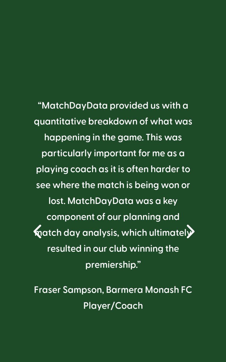 Traf_40's tweet image. "MatchDayData provides access to critical real-time ‘dynamic’ data, giving coaches the insights they need during every game..."
🏉🧑‍💻
Hubby's passion. Please share if you can. 🙏🏆

#data #matchdaydata #football #communityfootball #grassrootssports #aussierulesfootball #afl #sanfl