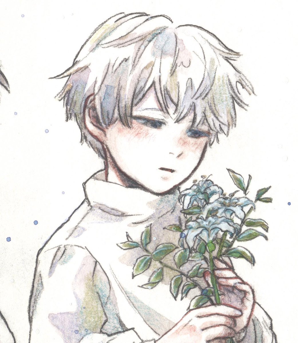 「#対になってる絵をあげる一枚にまとめてしまったけど元は2枚の絵。 」|むすび▶︎3.21.-4.9 flower bedのイラスト