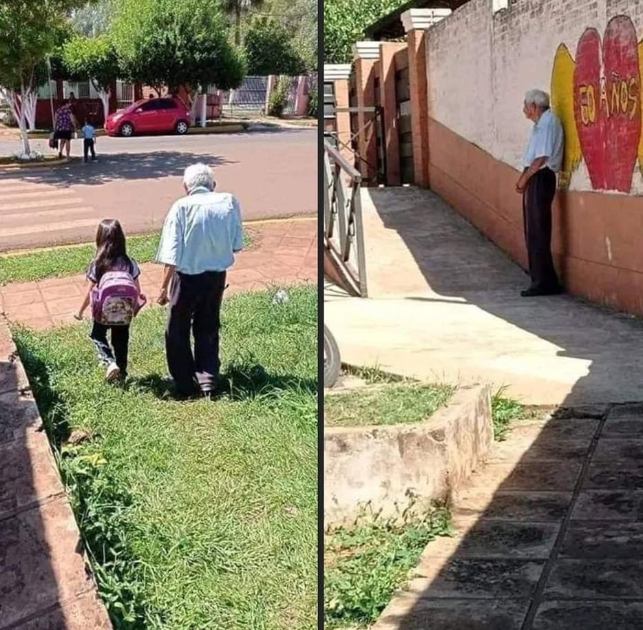 Todos los días va a dejar a su nieta a la Escuela y es el primero en llegar por ella a la salida. 🥹🫶🏽🥰