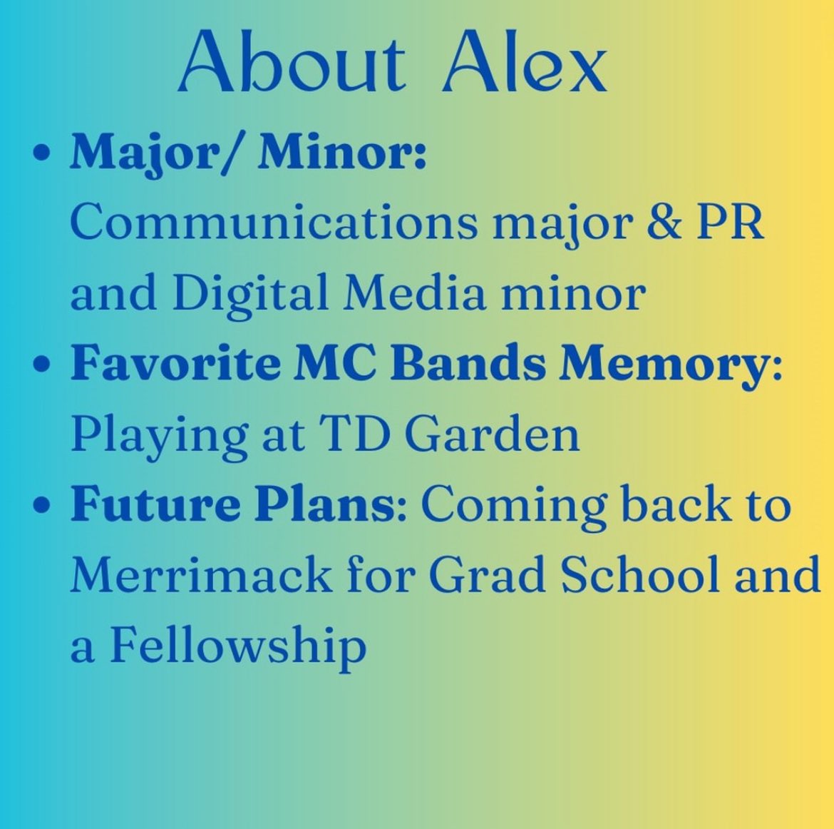 Next senior spotlight is Alex Conte!