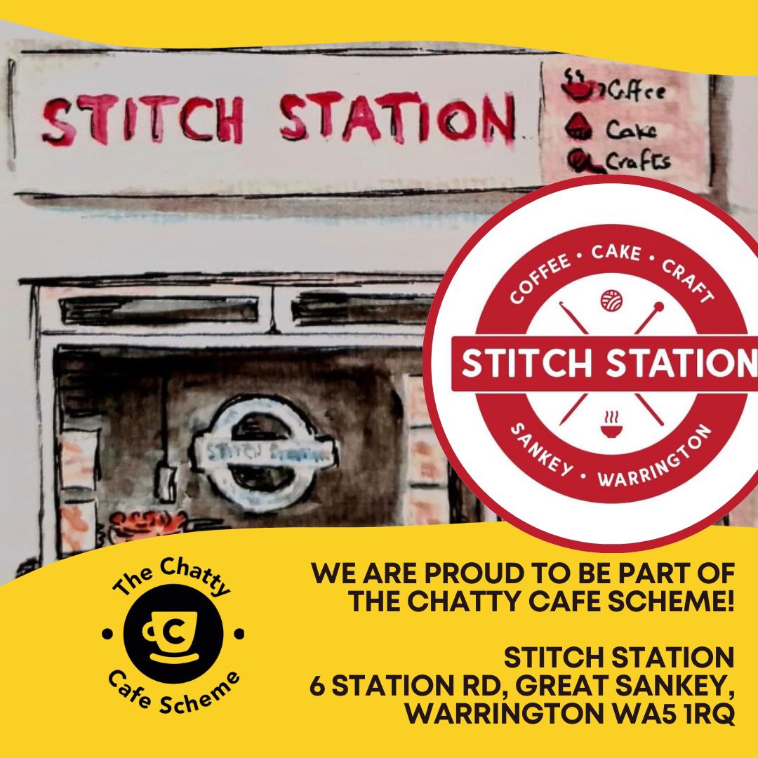 Stitch Station A big chatty welcome to you all and thank you for becoming a registered venue! For more details on this group please visit: thechattycafescheme.co.uk/venue/stitch-s… #chattycafe #warrington #warringtoncommunity