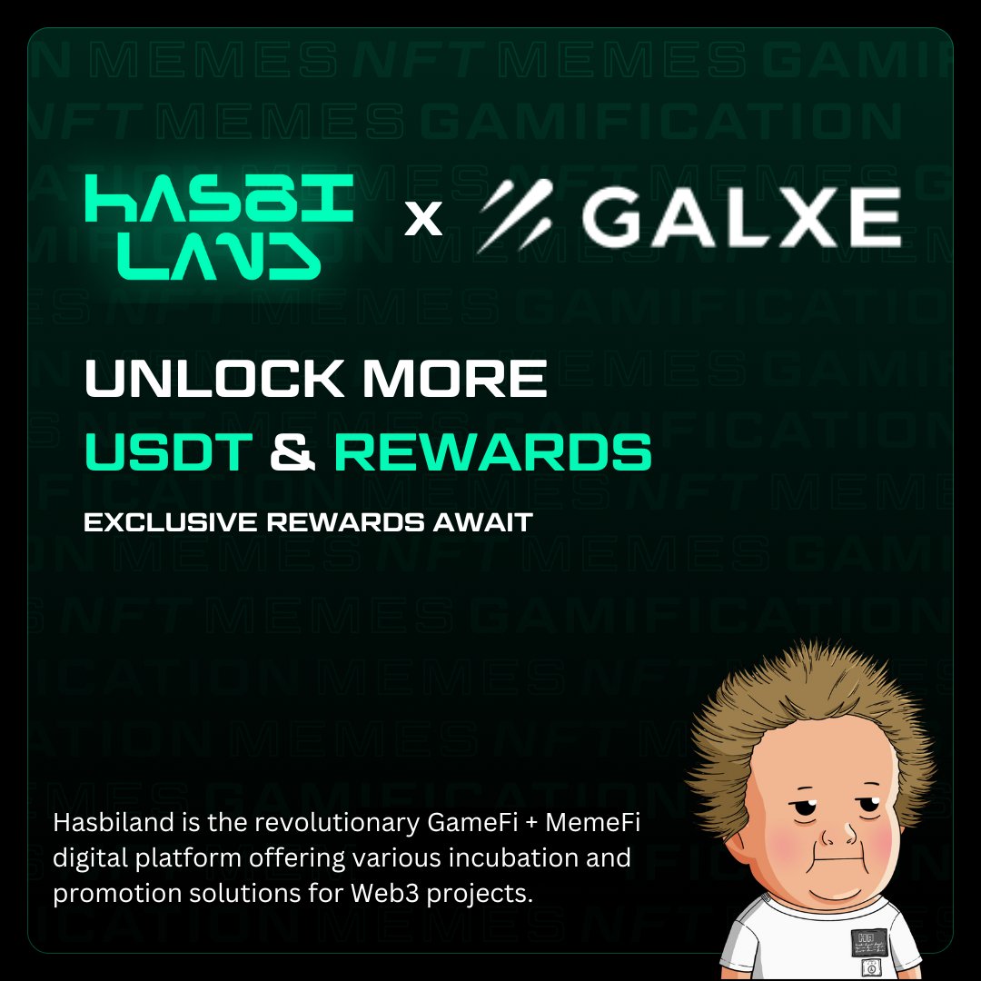 THE KING OF MEMES IS COMING FOR HIS REALM
 
Join Hasbiland campaign on <a href="/Galxe/">Galxe</a> and take part in hasbiland.io Airdrop to win USDT and Hasbiland rewards!
 
Join here: app.galxe.com/quest/bnvh4rCC…