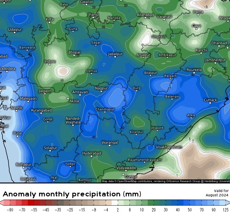 Long range model forecasts continue to be optimistic about monsoon prospects in core monsoon region for August

Last year August was among the worst on record with el Nino adversely impacting monsoon

#India #Monsoon #MumbaiRains #Gujarat #MadhyaPradesh #Rajasthan #Maharashtra