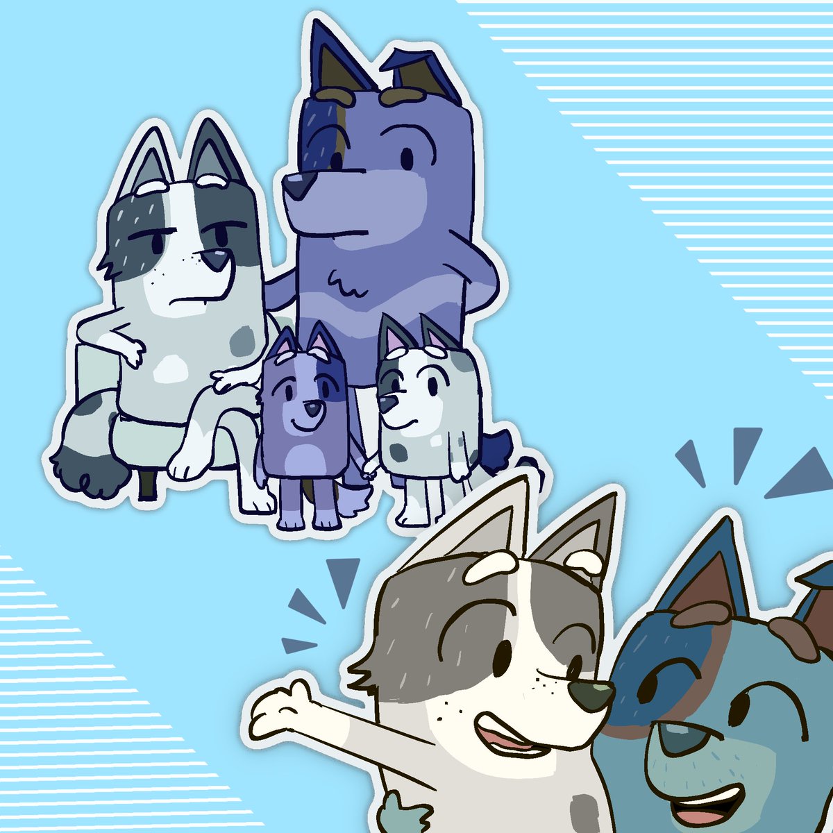 🤍🩶💙🤎
#Bluey #Blueyfanart #trixieheeler #stripeheeler #socksheeler #muffinheeler