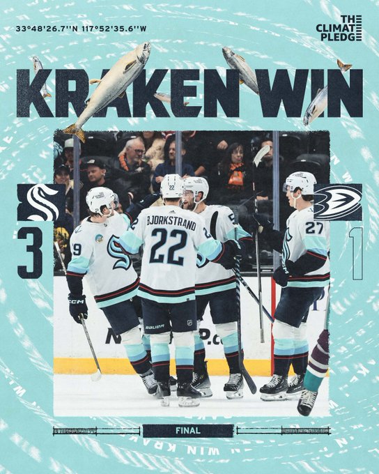 kraken win graphic kraken: 3 ducks: 1