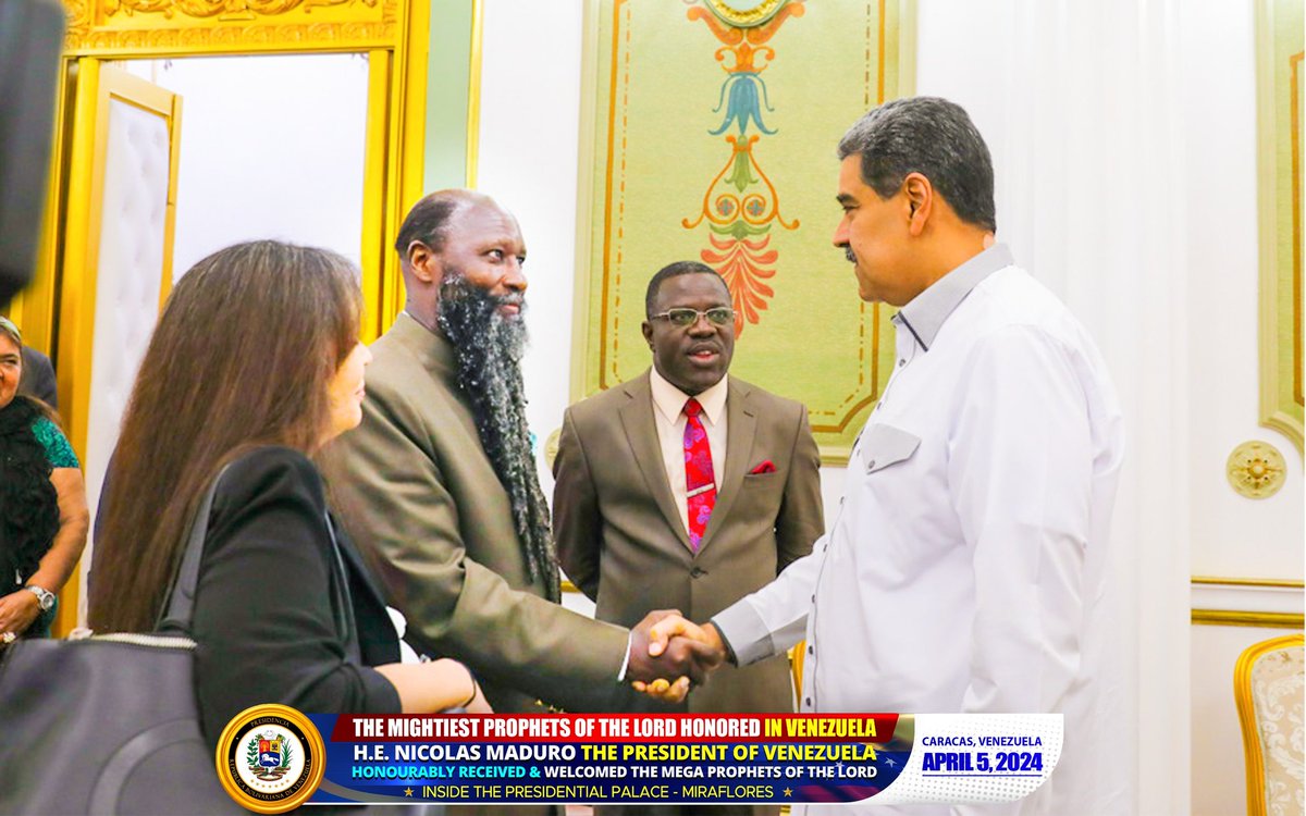 The President of The Nation of Venezuela honourably receives THE MIGHTIEST PROPHET of THE LORD to the land and also receives The Message of The Coming of THE MESSIAH What an hour we are living in, when even Heads of state recognise and acknowledge The True Servants of GOD