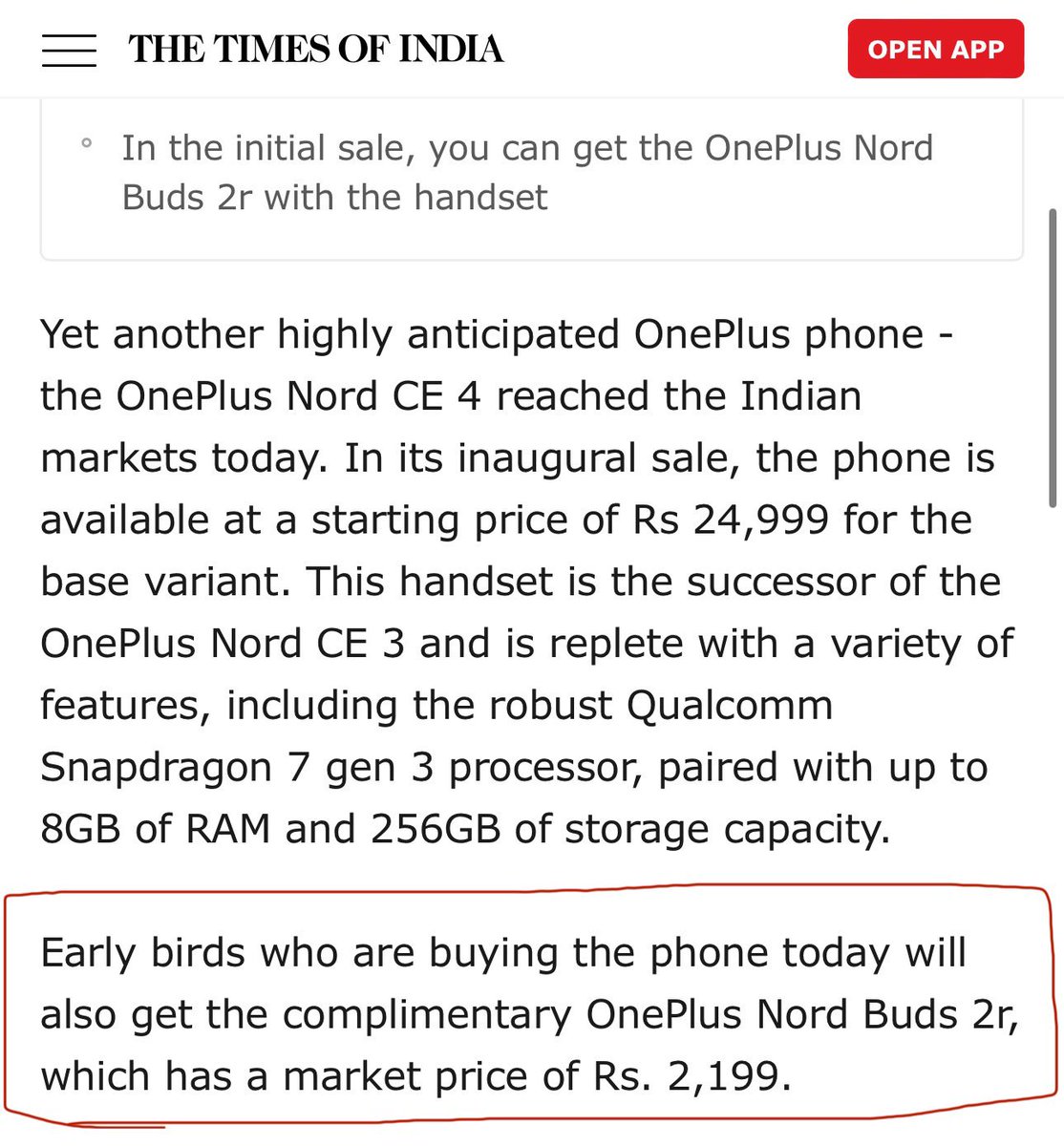 OnePlus Nord CE 4 ke saath mujhe bhi Nord Buds 2r free nahi mile kyunki yeh offers sirf first day ke liye rakhte hai oneplus waale but yes yeh misleading to hai kyunki main poster pe aisa kuch mention nahi hai ek * lagakr brands nikal lete hai India mein. Jisne bhi 5th April ke