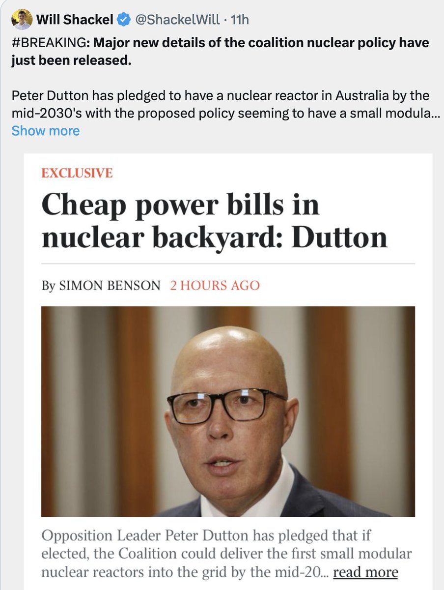 You can't trust the LNP when it comes to projects. Remember Turnbull's Snowy Hydro II - now costing 6x and forecast to be online 4 years late? They couldn't even build their porkbarrel car parks in 3 years. Nuclear is just a stalling tactic for fossil fuel magnates.