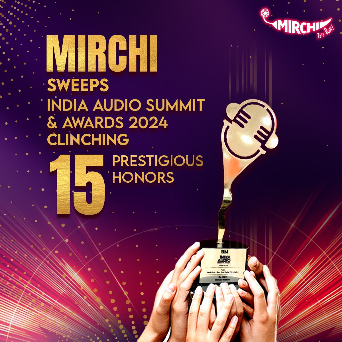 Aur ek baar fir hamne dikhaya Mirchi ka Jalwa🔥🥳👏🏻 #MirchiPlus #Mirchi #IndiaAudioSummit2024 #AwardsNight #Congratulations #Winners