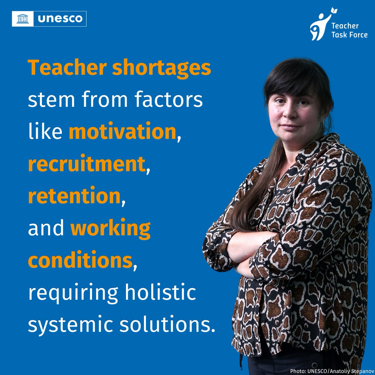 🌍📊 The newly launched @UNESCO & TTF Global Report on Teachers highlights that teacher shortages stem from a complex interplay of factors like motivation and working conditions. Addressing them demands holistic solutions. Read more: bit.ly/2024GRT #InvestInTeachers