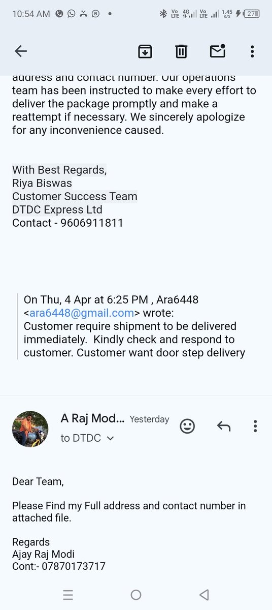 Ajay Raj Modi (राष्ट्रवादी 🇮🇳 युवा) (@ajayrajmodi_ofc) on Twitter photo Dear <a href="/DTDCIndia/">DTDC Express Limited</a> ,
Someone book for me a parcel. But still not received or nobody coming for delivery. I want know that if when parcel was taken for booking than they also checked pincode than they received. Than why your delivery boy is not delivering my parcel. <a href="/jagograhakjago/">Consumer Affairs</a> Dear <a href="/DTDCIndia/">DTDC Express Limited</a> ,
Someone book for me a parcel. But still not received or nobody coming for delivery. I want know that if when parcel was taken for booking than they also checked pincode than they received. Than why your delivery boy is not delivering my parcel. <a href="/jagograhakjago/">Consumer Affairs</a>