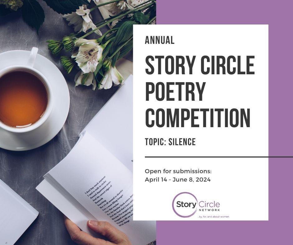 Calling all poets! ~ Story Circle Network’s annual poetry competition opens for entries on April 14th. The topic this year is SILENCE. Check out all the details on our website: storycircle.org/contest/the-st… ✍🏻 #WomenWriters #WomenWriting #WomenPoets #PoetryMonth
