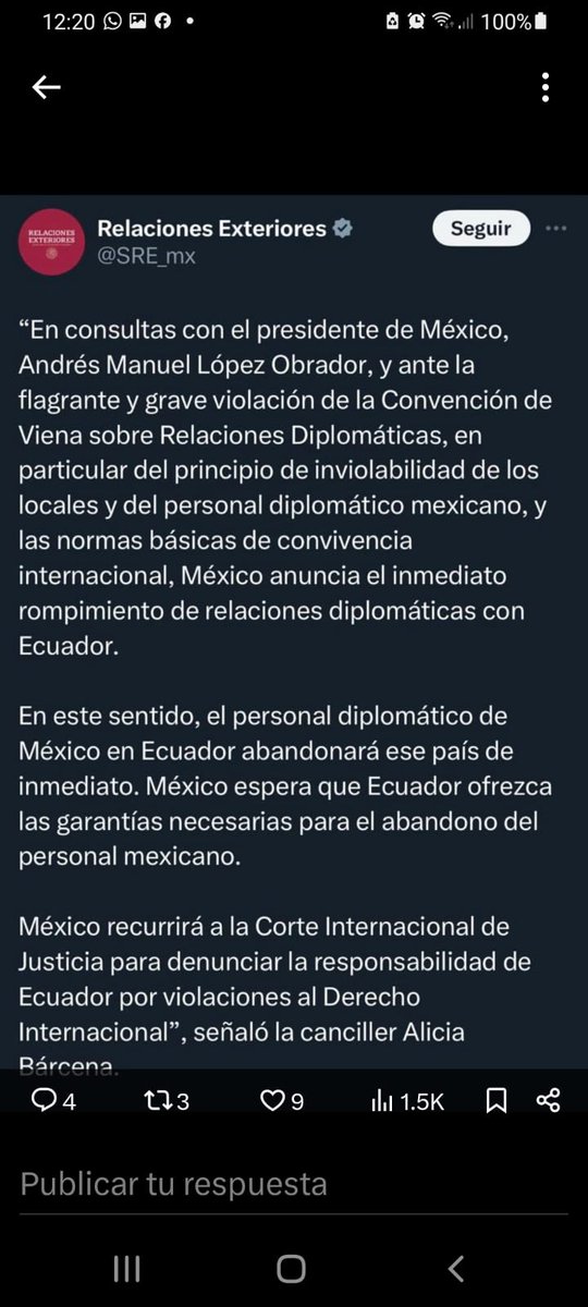 Desde #Ecuador sentimos mucho señor presidente @RedAMLOmx  por lo sucedido en #EmbajadaMexicoEc  , nos da vergüenza nuestro presidente irrespetuoso de las leyes internacionales @DanielNoboaOk #GlasPerseguidoPolitico 🇪🇨