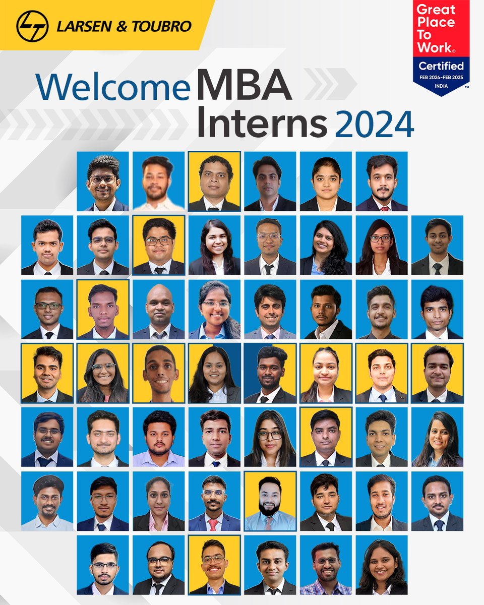 larsentoubro's tweet photo. Great careers begin with great opportunities. We're thrilled to have over 50 of India's smartest MBA students joining our Summer Internship Programme 2024. #SIP2024
โฐ 2 days to go for orientation day, 8th April!
#SummerInternship #MBAInterns #WeAreLnT https://t.co/sqSFLRKJtU