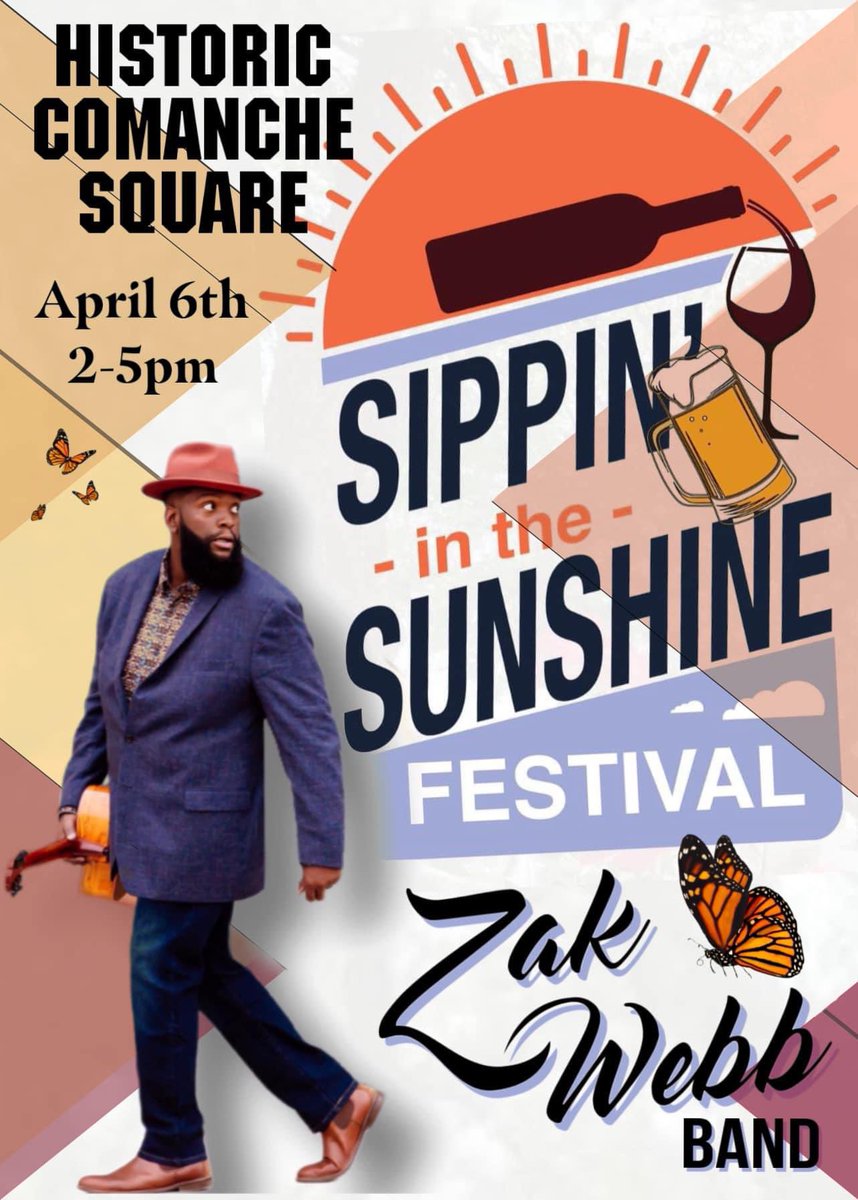 Join us at the Sippin’ in the Sunshine Festival April 6th! 🌤️ #zakwebbmusic