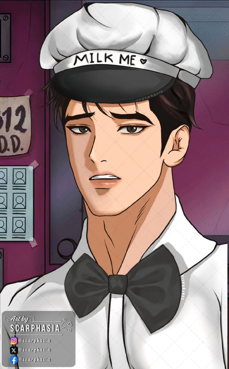 scarphasia's tweet photo. Jaekyung as a Milkman 🥛
Save a Cow just Milk Jaekyung 😆 
#ThatsNotMyNeighborMilkman #Milkman #ThatsNotMyNeighborfanart #Jinx #Jinxmanhwa #art #manhwa https://t.co/Xf1WGLXP3t
