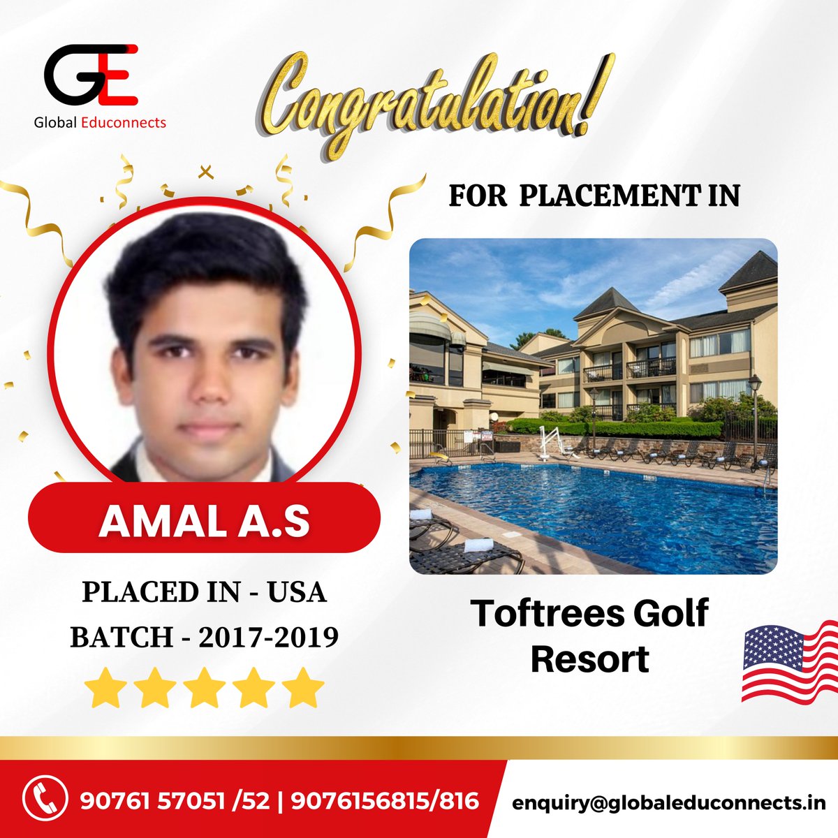 Congratulations!!! @amalfalco2  on successfully getting placed in the USA. 
Call Now - +91 90761 57051 / 90761 57052

#placementyear #studyabroad #abroadstudy #hospitalitymanagement #globaleduconnectes #studyinusa #studyinusa #studyinusa🗽 #studyinusa2024 #studyinusa2024