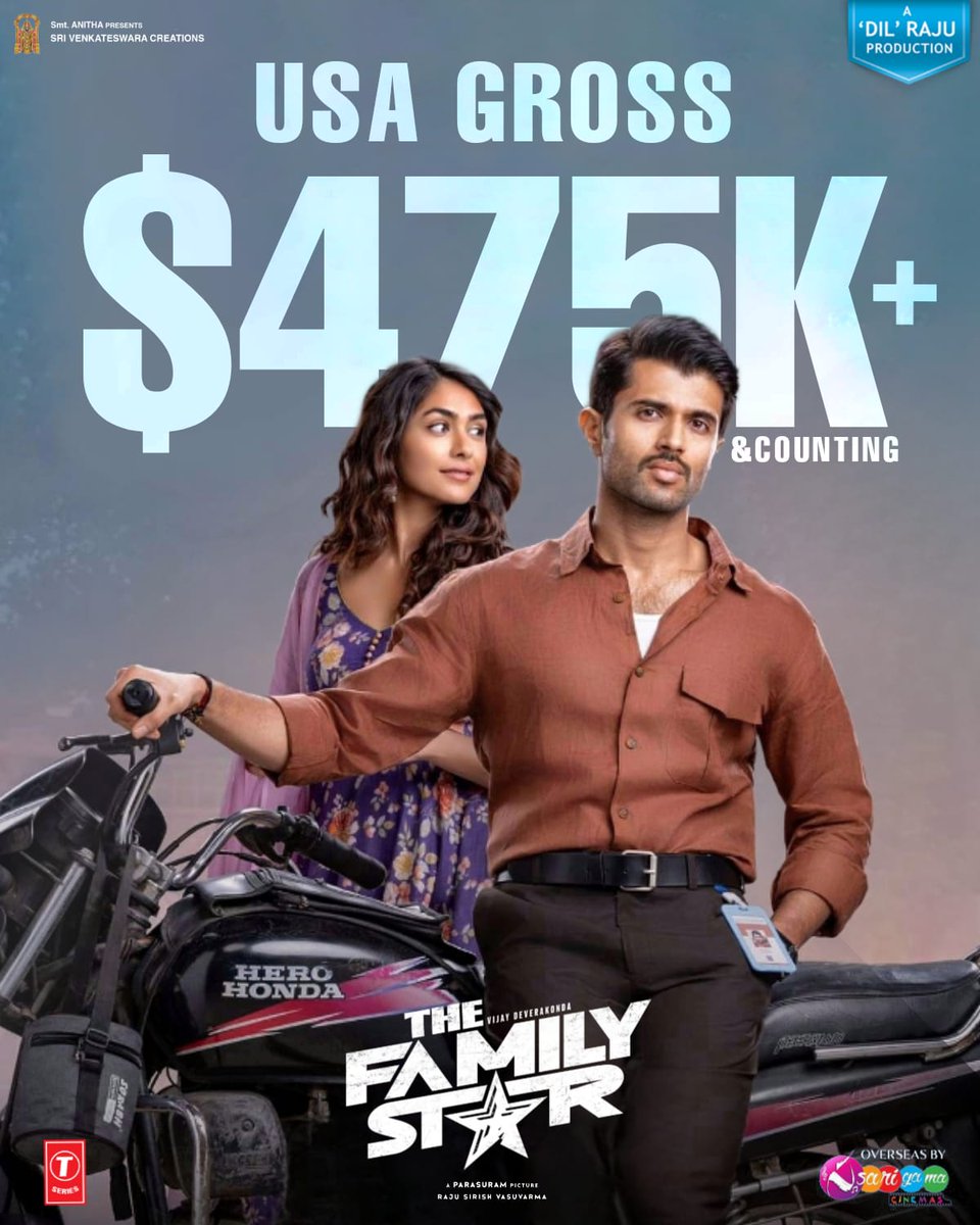 The_pathbreaker's tweet photo. USA Gross Has Hits $475k+ π₯π₯
Don't believe in negative reviews go and watch in theatres near you
#FAMILYSTAR #VijayDeverakonda #BlockBusterFamilyStar https://t.co/woWKGXhJtd