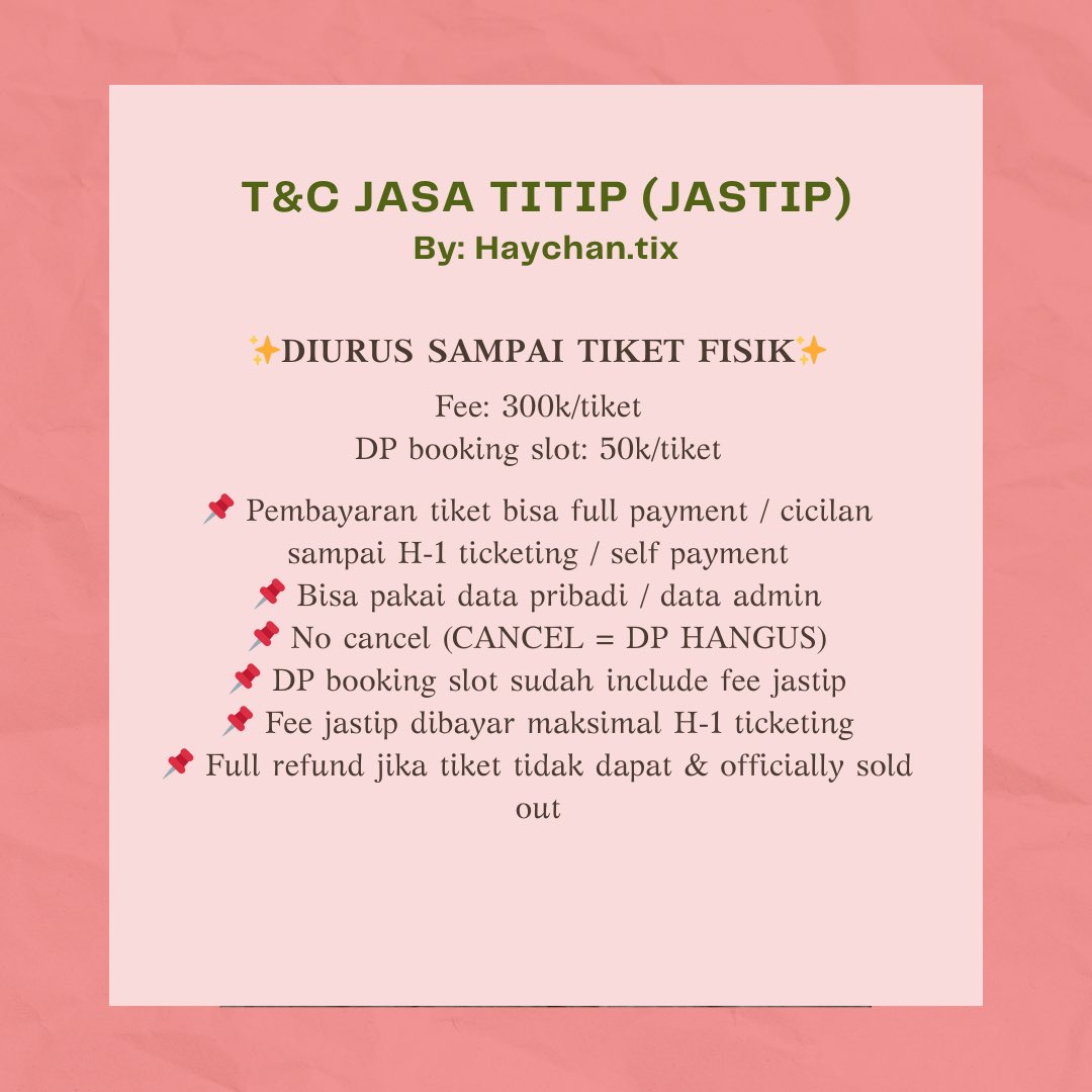 Haychan.tix | JASTIP & JASWAR TIKET tweet media
